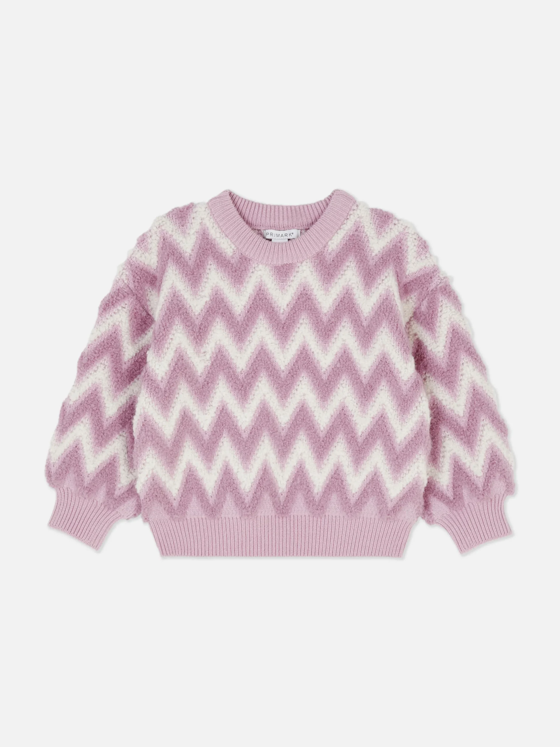 Zig-Zag Pattern Fluffy Knit Sweater