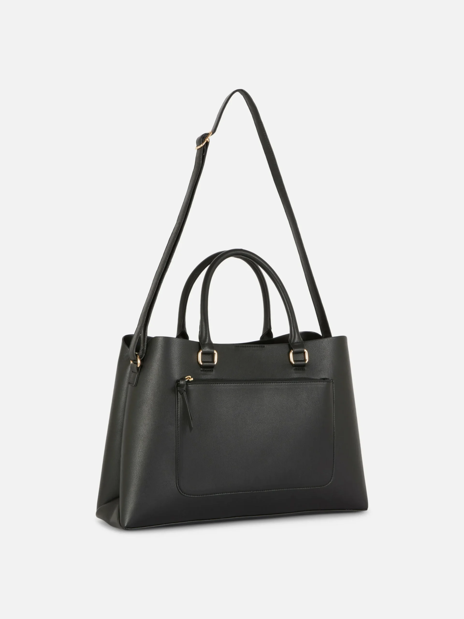 Zip Pocket Faux Leather Tote